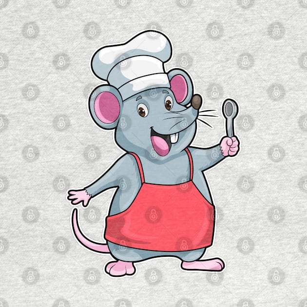 Rat as Chef with Cooking apron & Wooden spoon by Markus Schnabel